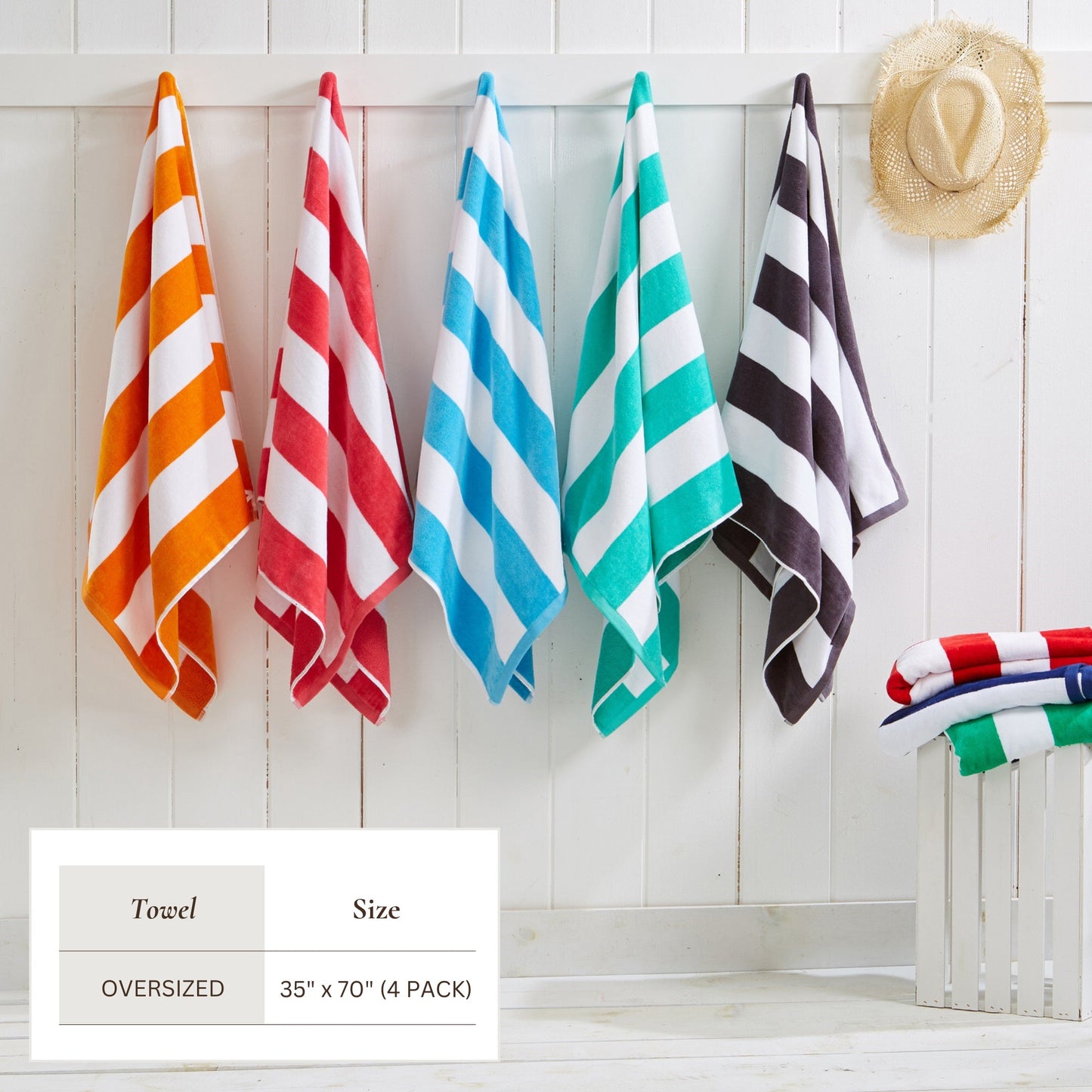 Cotton Velour Cabana Stripe Beach Towel