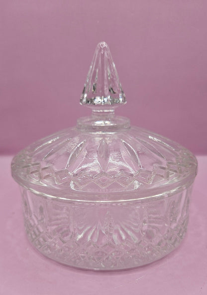 Vintage Clear Glass Candy Dish with Lid