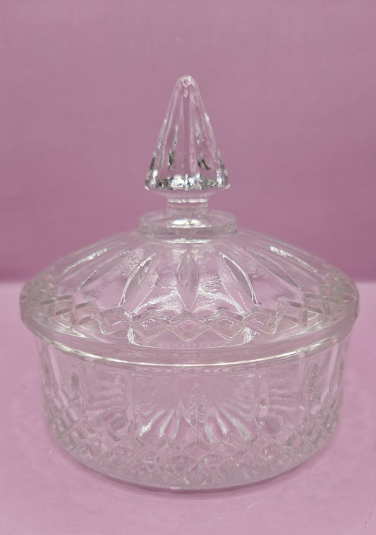 Vintage Clear Glass Candy Dish with Lid
