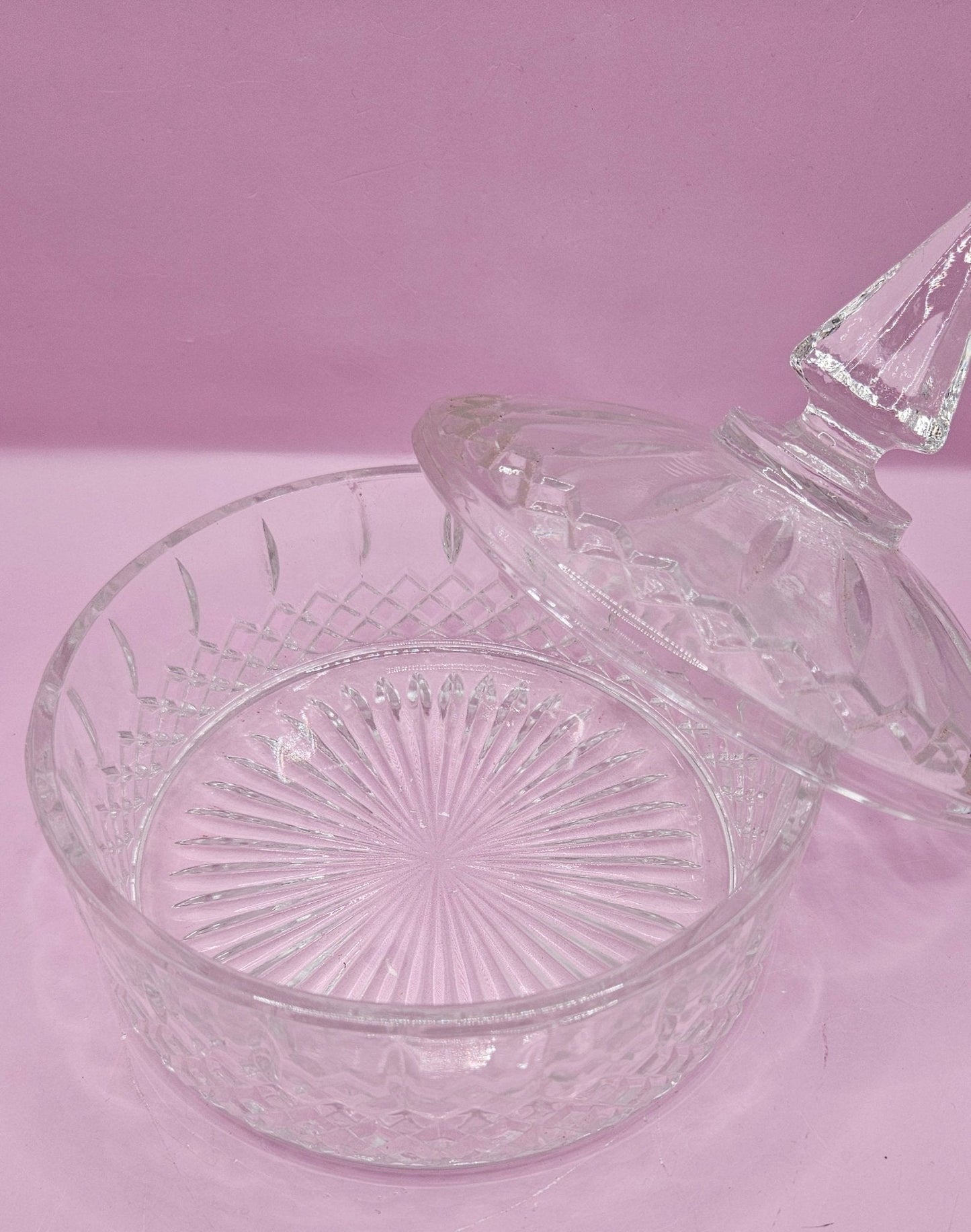 Vintage Clear Glass Candy Dish with Lid
