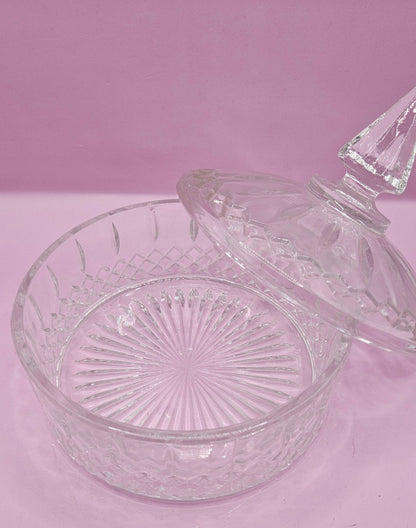 Vintage Clear Glass Candy Dish with Lid