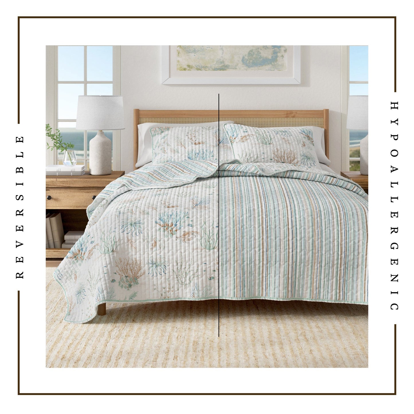 Coastal Printed Cotton Quilt Set