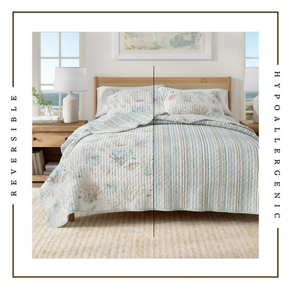 Coastal Printed Cotton Quilt Set