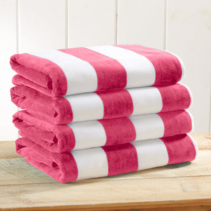 Cotton Velour Cabana Stripe Beach Towel