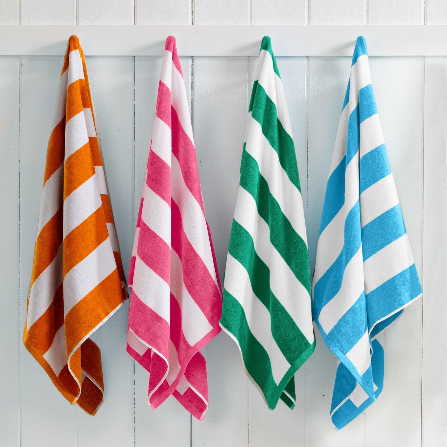 Cotton Velour Cabana Stripe Beach Towel