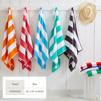 Cotton Velour Cabana Stripe Beach Towel