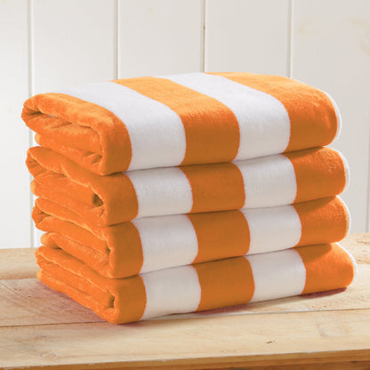Cotton Velour Cabana Stripe Beach Towel
