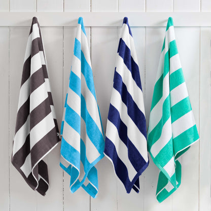 Cotton Velour Cabana Stripe Beach Towel