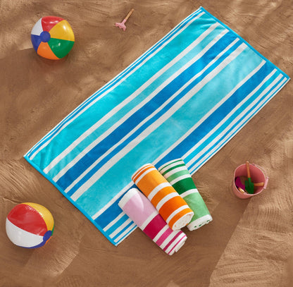 Cotton Velour Cabana Stripe Beach Towel