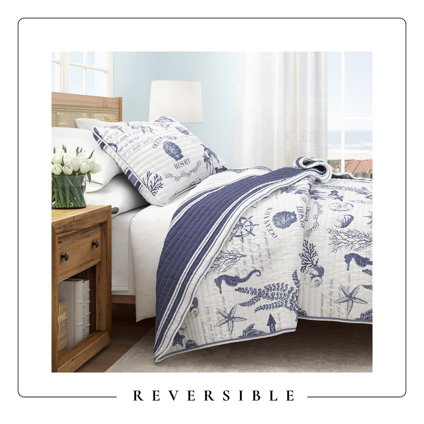Coastal Printed Cotton Quilt Set